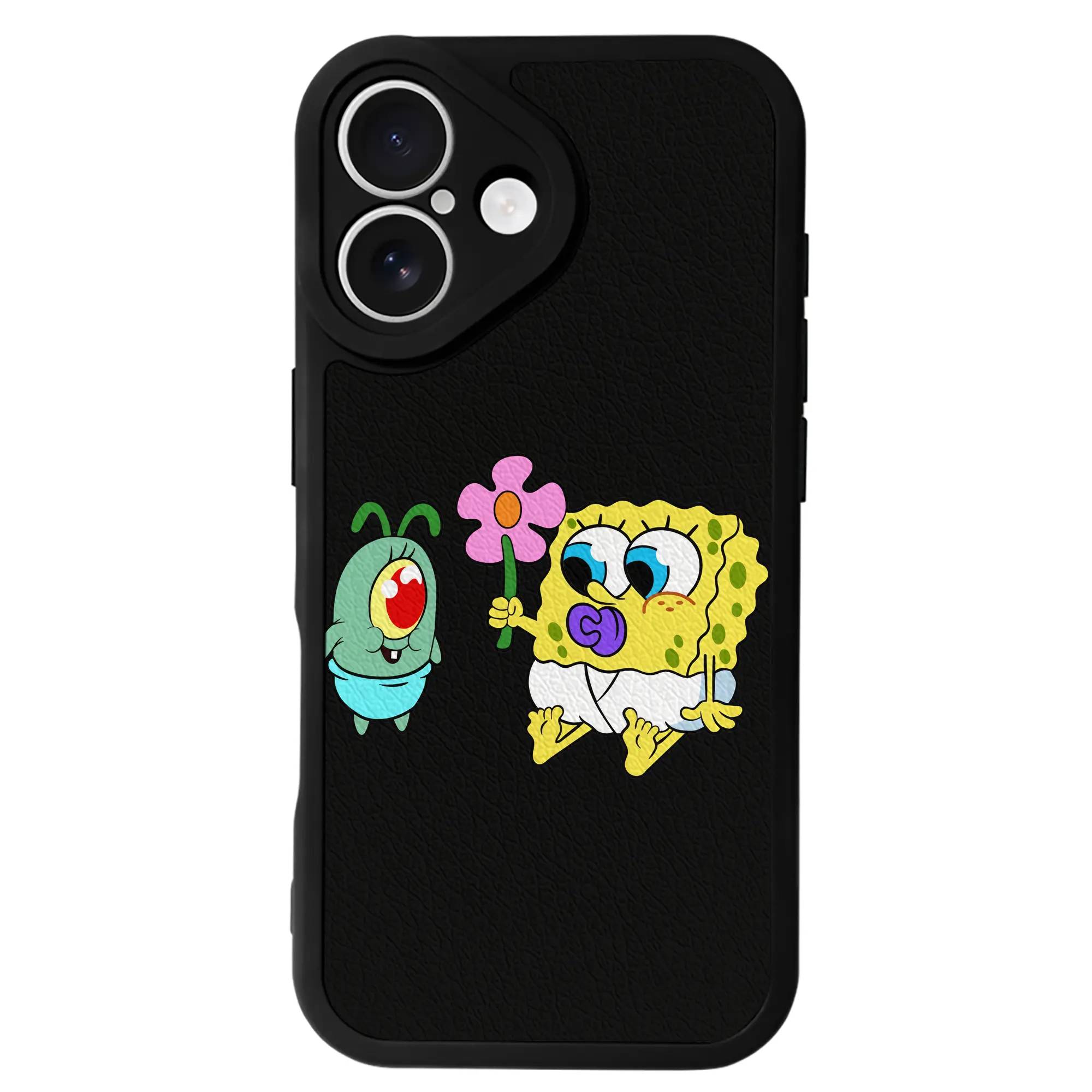 スポンジボブ グッズ プランクトン - IPhone 16シリーズ対応 ・ シリコンスマホケース ・ レザー調 ・ 高精度フィット ・ 耐衝撃 ・ ワイヤレス充電対応 ・ 精密カット